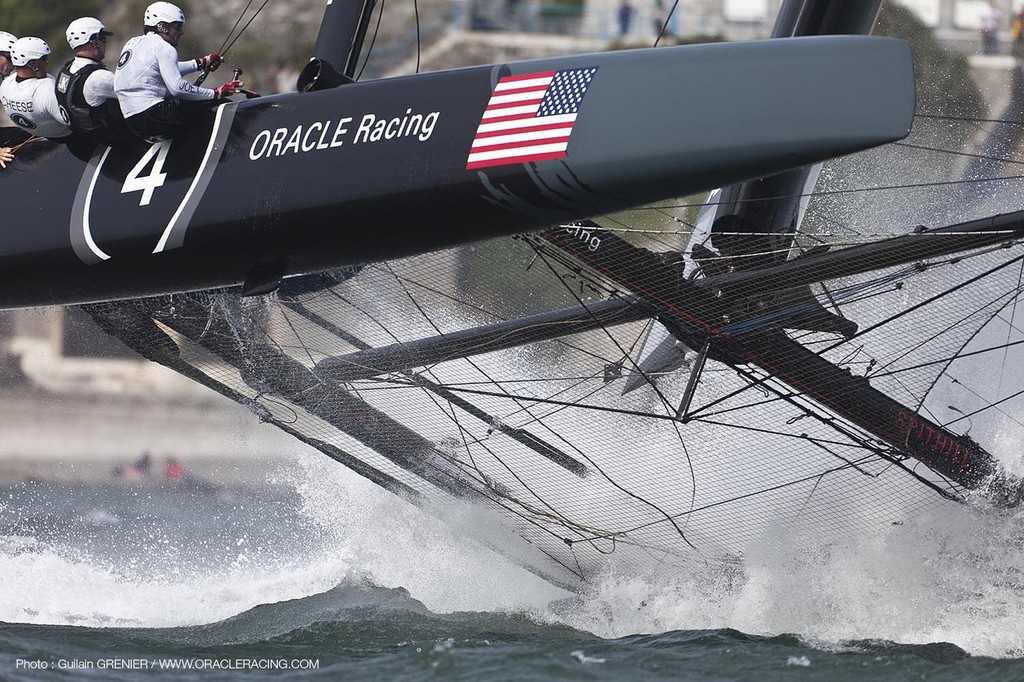 Oracle Racing in action - America’s Cup World Series Plymouth 2011 © Guilain Grenier Oracle Team USA http://www.oracleteamusamedia.com/